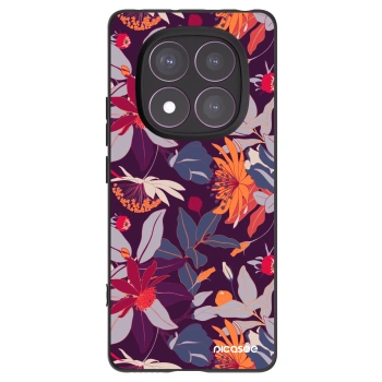 Picasee silikonowe czarne etui na Xiaomi Redmi Note 14 Pro 4G - Purple Leaf
