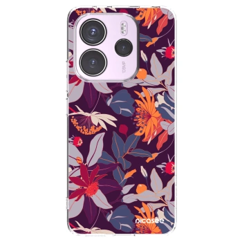 Picasee silikonowe przeźroczyste etui na Xiaomi Redmi Note 14 4G - Purple Leaf