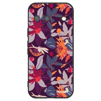 Picasee silikonowe czarne etui na Google Pixel 9 - Purple Leaf