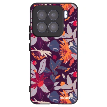 Picasee silikonowe czarne etui na Xiaomi 15 - Purple Leaf