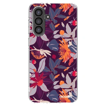 Picasee silikonowe przeźroczyste etui na Samsung Galaxy A56 5G A566B - Purple Leaf