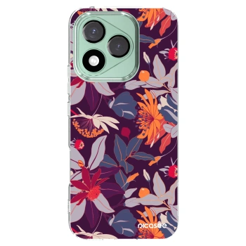 Picasee silikonowe przeźroczyste etui na Honor 400 Lite 5G - Purple Leaf