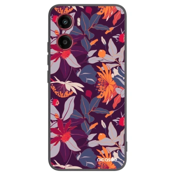 Picasee silikonowe czarne etui na Motorola Moto G05 - Purple Leaf
