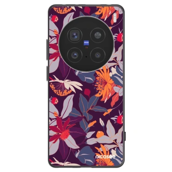 Picasee silikonowe czarne etui na Vivo X200 Pro - Purple Leaf
