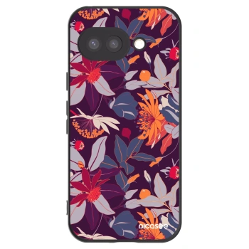 Picasee silikonowe czarne etui na Google Pixel 9a - Purple Leaf
