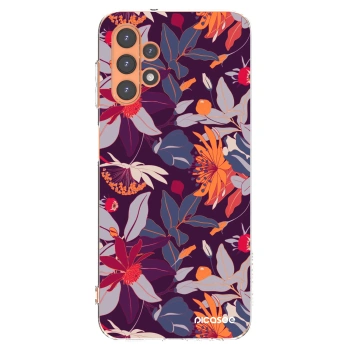 Picasee silikonowe przeźroczyste etui na Samsung Galaxy A13 5G - Purple Leaf