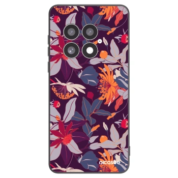 Picasee silikonowe czarne etui na OnePlus 13 5G - Purple Leaf