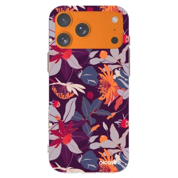 Picasee silikonowe przeźroczyste etui na Apple iPhone 17 Pro Max - Purple Leaf