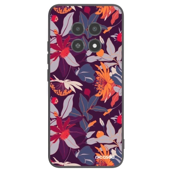 Picasee silikonowe czarne etui na Realme 12X - Purple Leaf