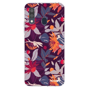 Picasee silikonowe przeźroczyste etui na Samsung Galaxy A40 A405F - Purple Leaf