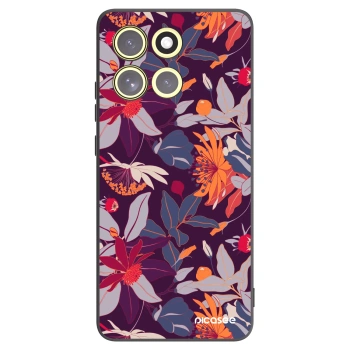 Picasee silikonowe czarne etui na Motorola Moto G86 5G - Purple Leaf