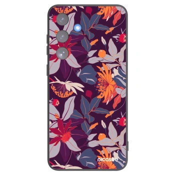 Picasee silikonowe czarne etui na Samsung Galaxy S25 FE 5G - Purple Leaf