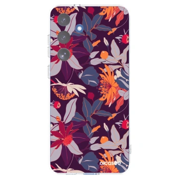 Picasee silikonowe przeźroczyste etui na Samsung Galaxy S25 FE 5G - Purple Leaf
