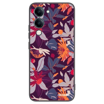 Picasee silikonowe czarne etui na Vivo Y29s 5G - Purple Leaf
