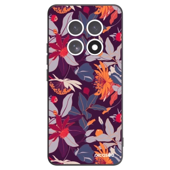 Picasee silikonowe czarne etui na Xiaomi Redmi Note 15 4G - Purple Leaf