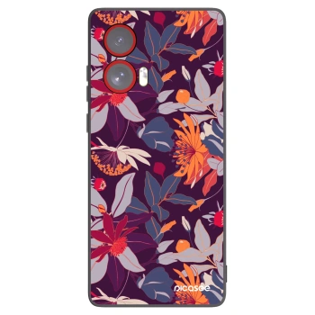 Picasee silikonowe czarne etui na Motorola Edge 50 Fusion - Purple Leaf