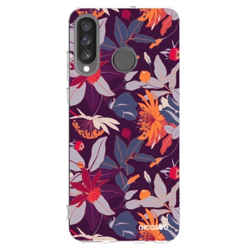 Picasee silikonowe przeźroczyste etui na Huawei P30 Lite - Purple Leaf