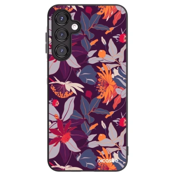 Picasee silikonowe czarne etui na Samsung Galaxy A16 4G - Purple Leaf