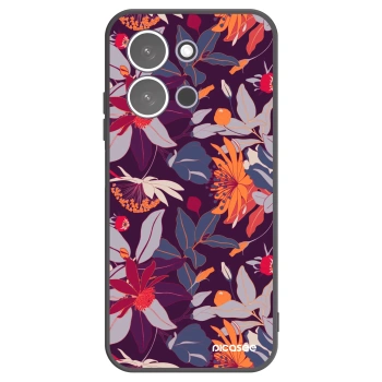 Picasee silikonowe czarne etui na Xiaomi Redmi 15C 5G - Purple Leaf