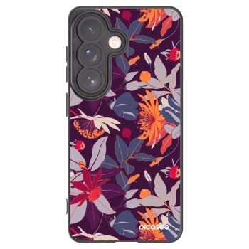 Picasee silikonowe czarne etui na Samsung Galaxy S26 - Purple Leaf
