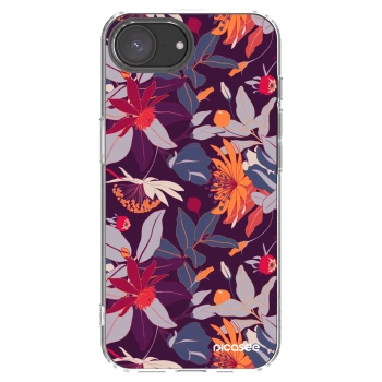 Picasee silikonowe przeźroczyste etui na Apple iPhone 17e - Purple Leaf