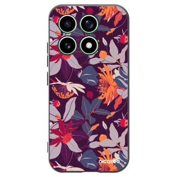 Picasee silikonowe czarne etui na Xiaomi 17 - Purple Leaf