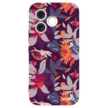 Picasee silikonowe czarne etui na Honor 600 Lite - Purple Leaf