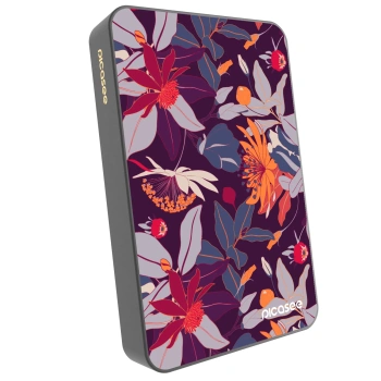 Picasee Powerbank z MagSafe 10 000 mAh Szary - Purple Leaf