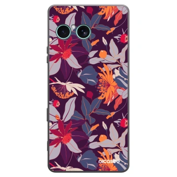 Picasee silikonowe czarne etui na Sony Xperia 10 VII - Purple Leaf