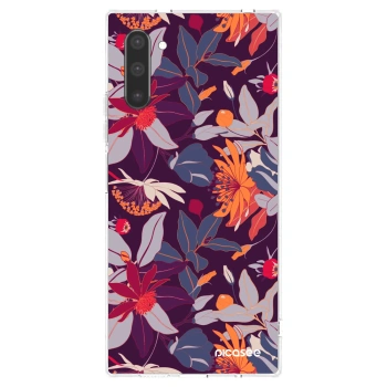 Picasee silikonowe przeźroczyste etui na Samsung Galaxy Note 10 N970F - Purple Leaf