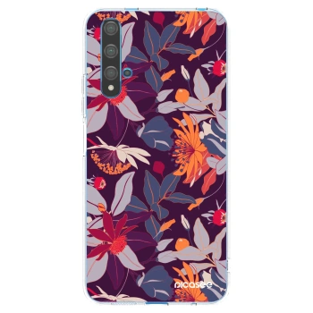 Picasee silikonowe przeźroczyste etui na Huawei Nova 5T - Purple Leaf