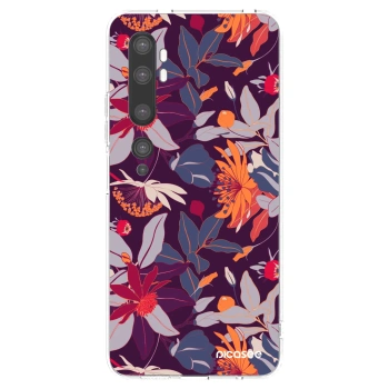 Picasee silikonowe przeźroczyste etui na Xiaomi Mi Note 10 (Pro) - Purple Leaf