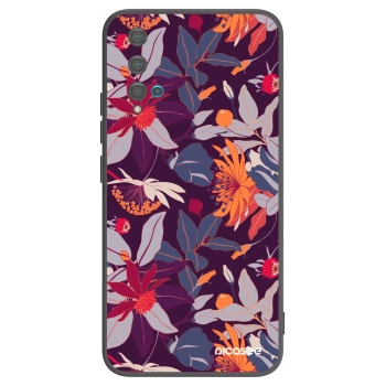 Picasee silikonowe czarne etui na Huawei Nova 5T - Purple Leaf
