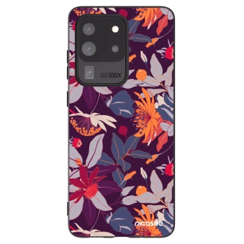 Picasee silikonowe czarne etui na Samsung Galaxy S20 Ultra 5G G988F - Purple Leaf