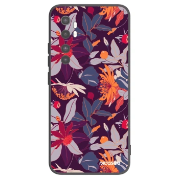 Picasee silikonowe czarne etui na Xiaomi Mi Note 10 Lite - Purple Leaf