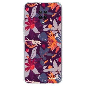 Picasee silikonowe przeźroczyste etui na Xiaomi Redmi Note 9S - Purple Leaf