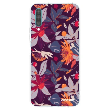 Picasee silikonowe przeźroczyste etui na Samsung Galaxy A30s A307F - Purple Leaf