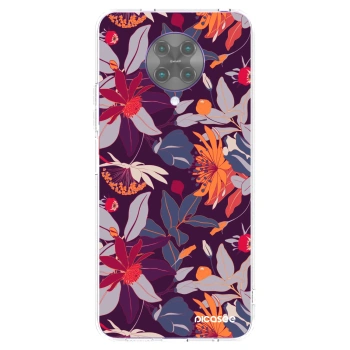 Picasee silikonowe przeźroczyste etui na Xiaomi Poco F2 Pro - Purple Leaf