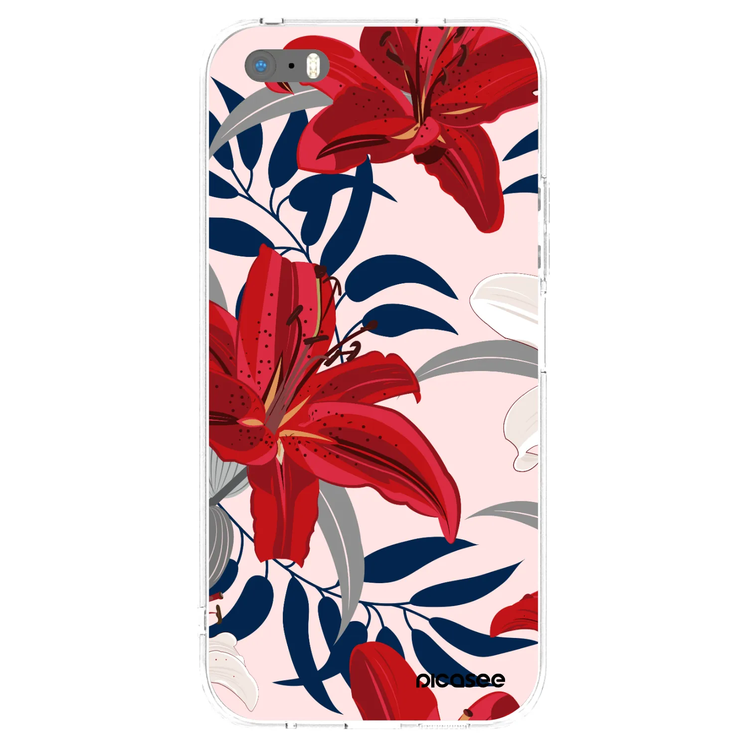 Picasee silikonowe przeźroczyste etui na Apple iPhone 5/5S/SE - Red Lily