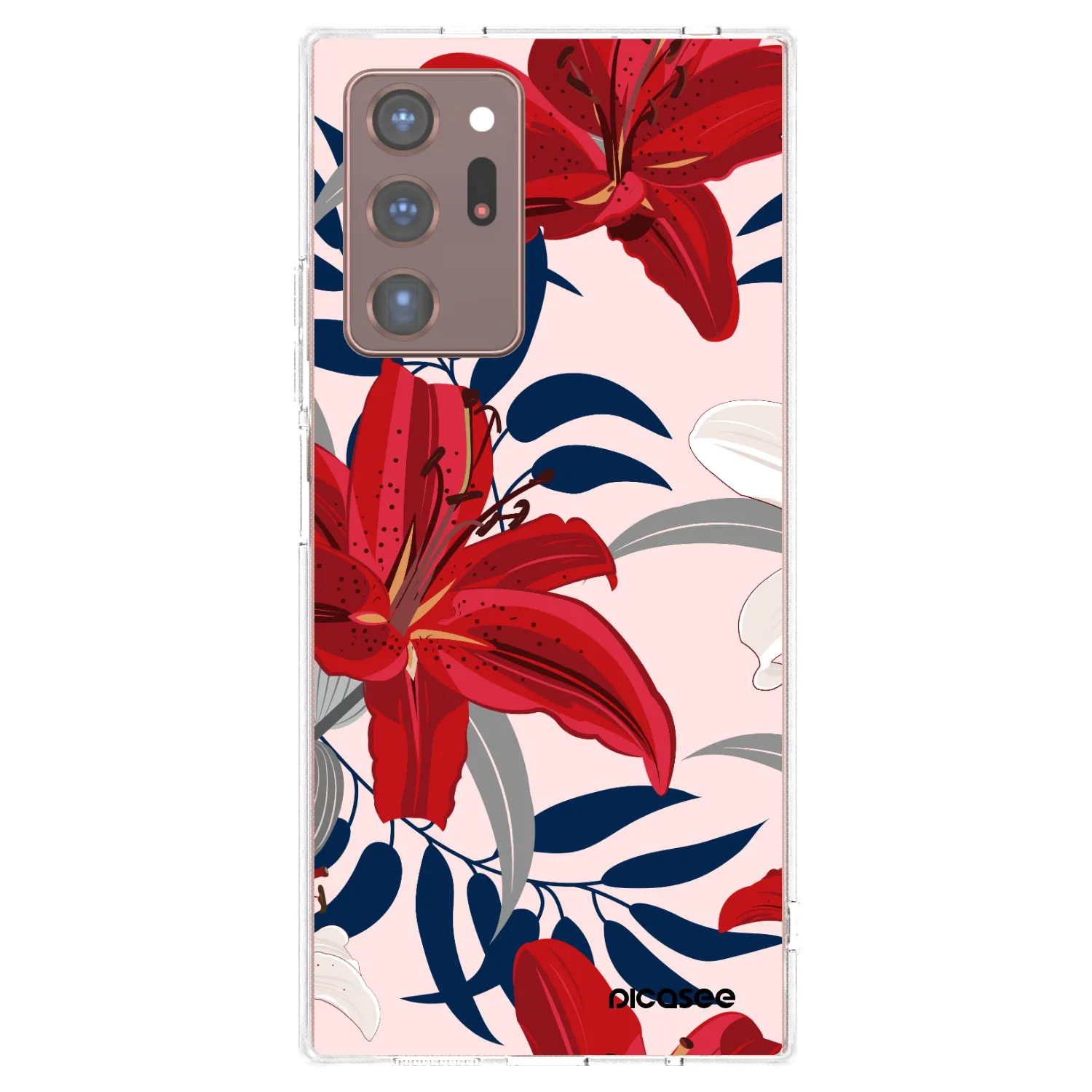 Picasee silikonowe przeźroczyste etui na Samsung Galaxy Note 20 Ultra - Red Lily