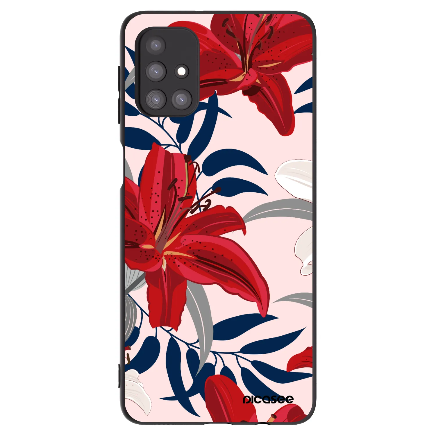 Picasee silikonowe czarne etui na Samsung Galaxy M31s - Red Lily