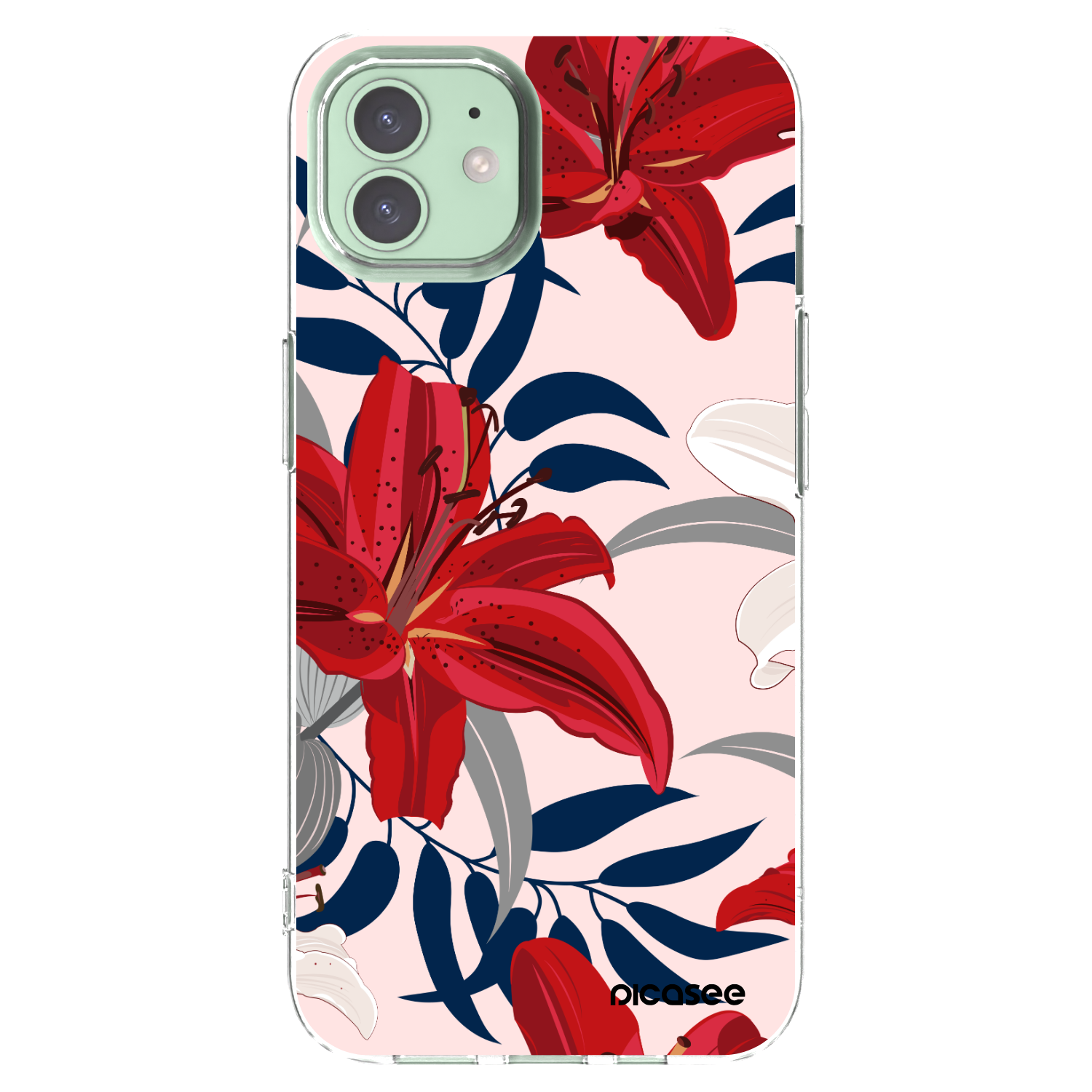 Picasee silikonowe przeźroczyste etui na Apple iPhone 12 - Red Lily