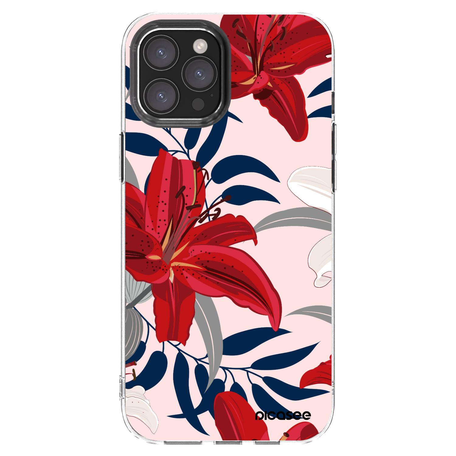 Picasee silikonowe przeźroczyste etui na Apple iPhone 12 Pro Max - Red Lily
