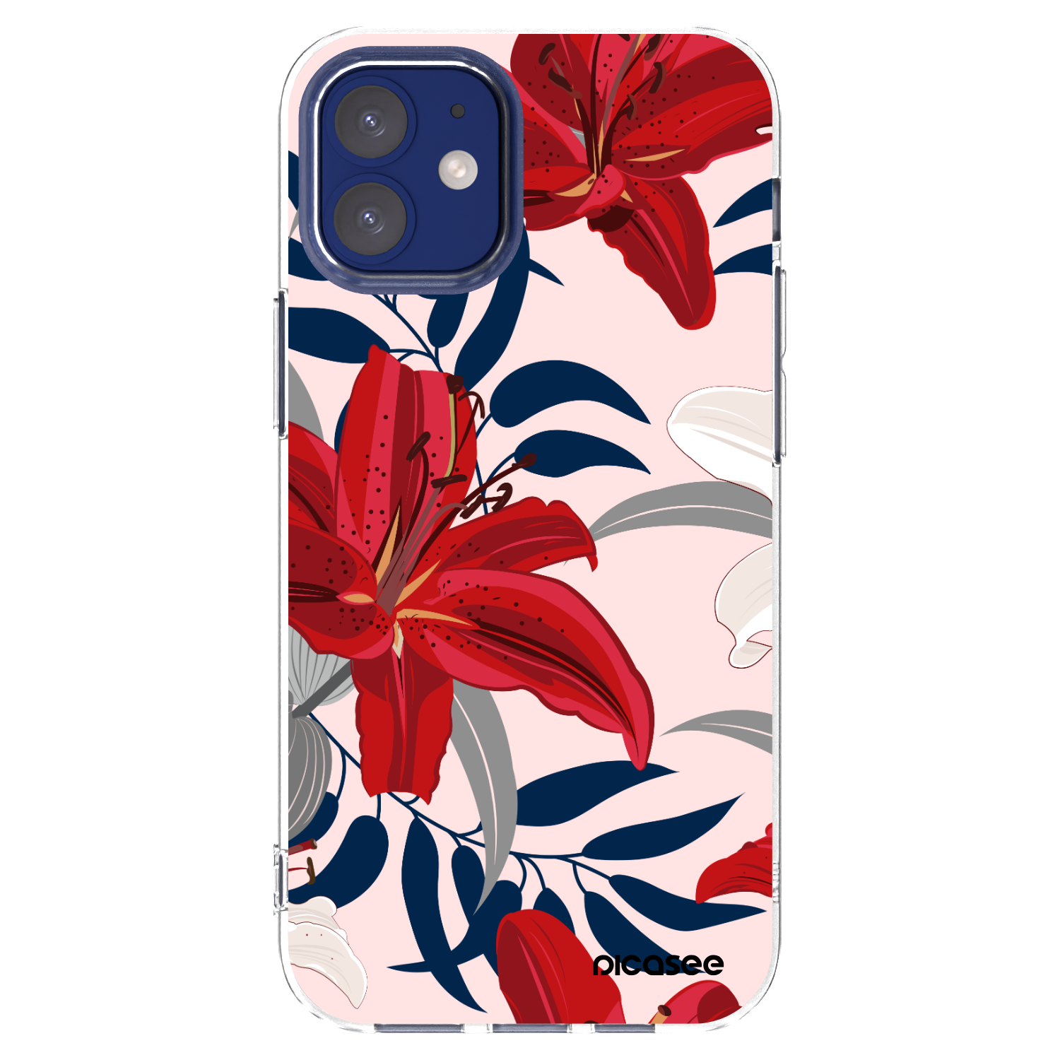 Picasee silikonowe przeźroczyste etui na Apple iPhone 12 mini - Red Lily