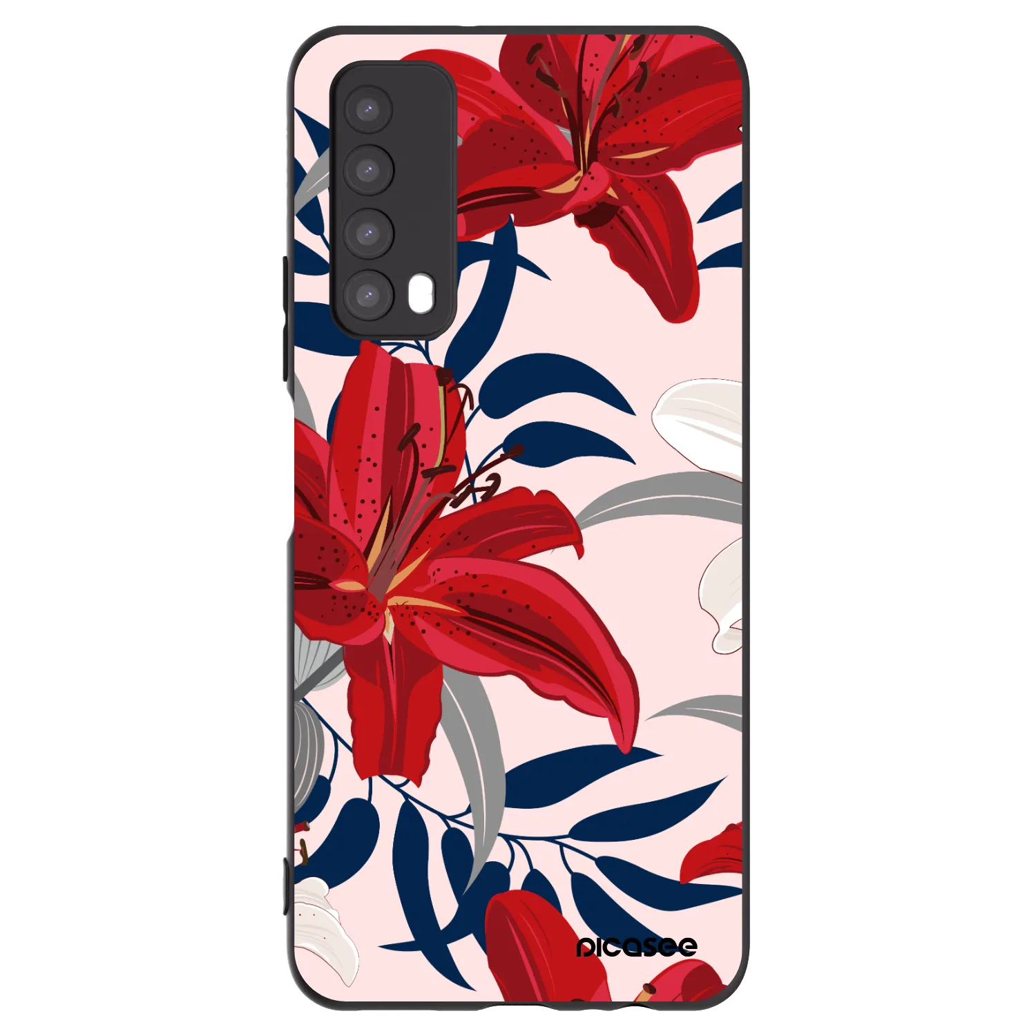 Picasee silikonowe czarne etui na Huawei P Smart 2021 - Red Lily