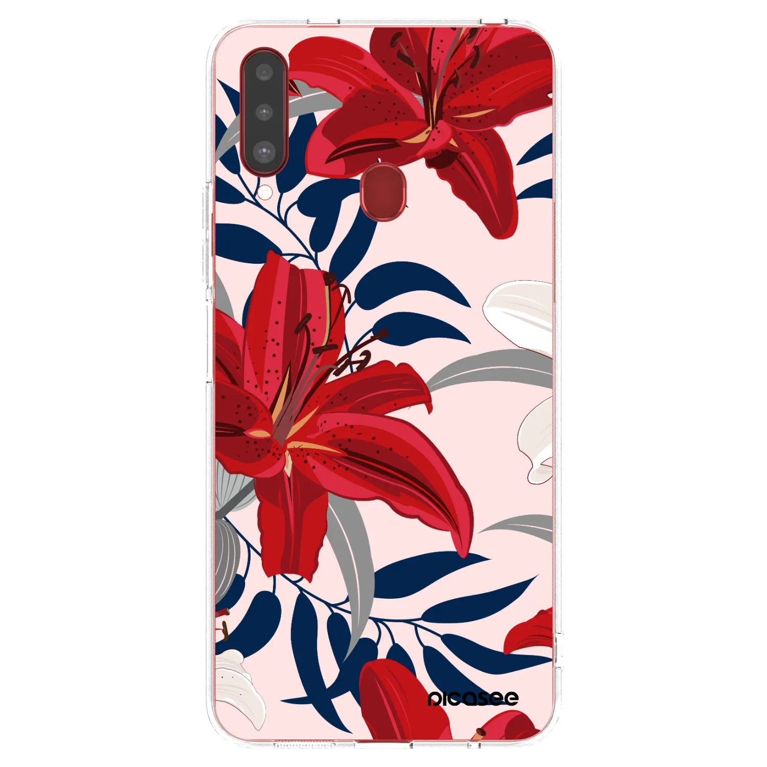 Picasee silikonowe przeźroczyste etui na Samsung Galaxy A20s - Red Lily