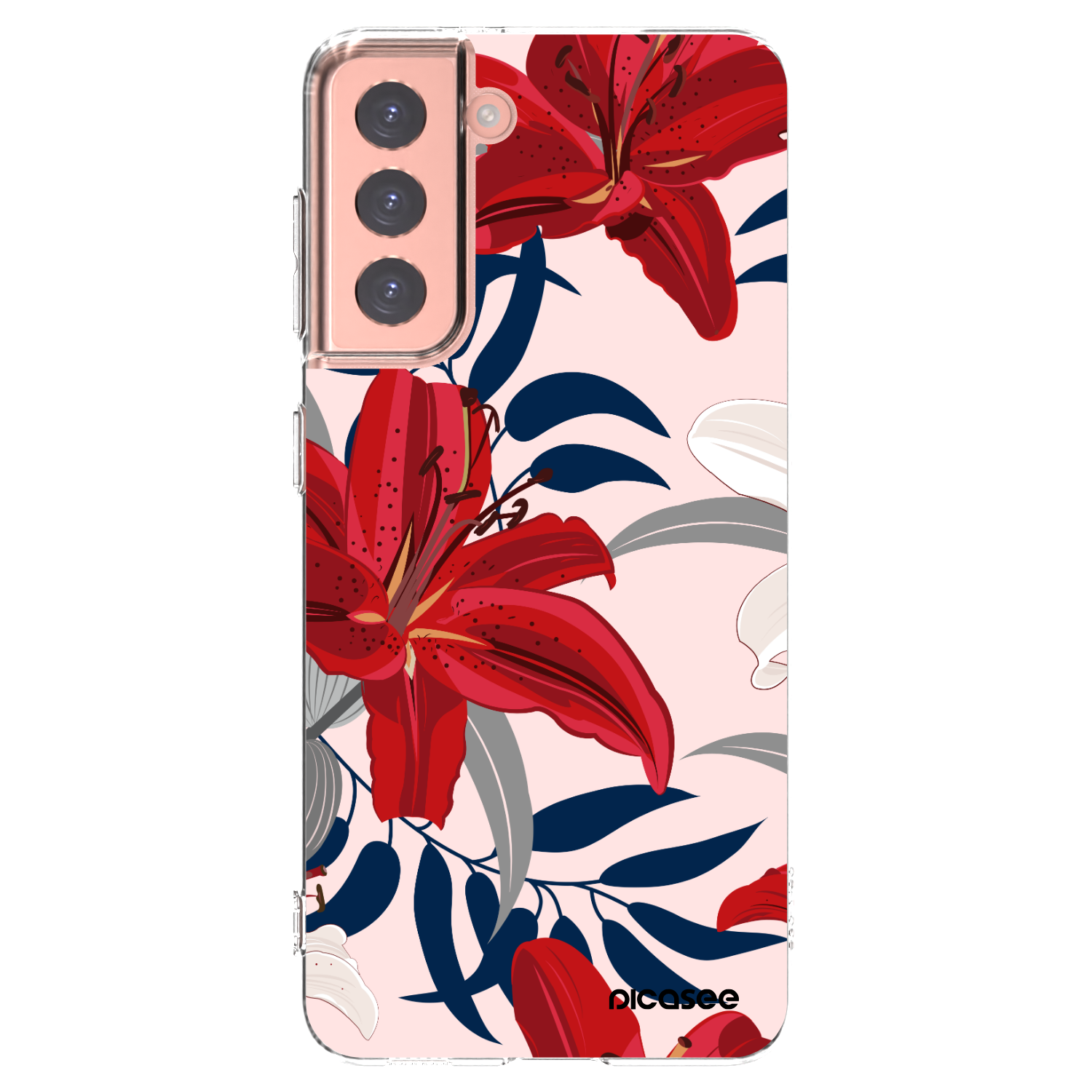 Picasee silikonowe przeźroczyste etui na Samsung Galaxy S21 5G G991B - Red Lily