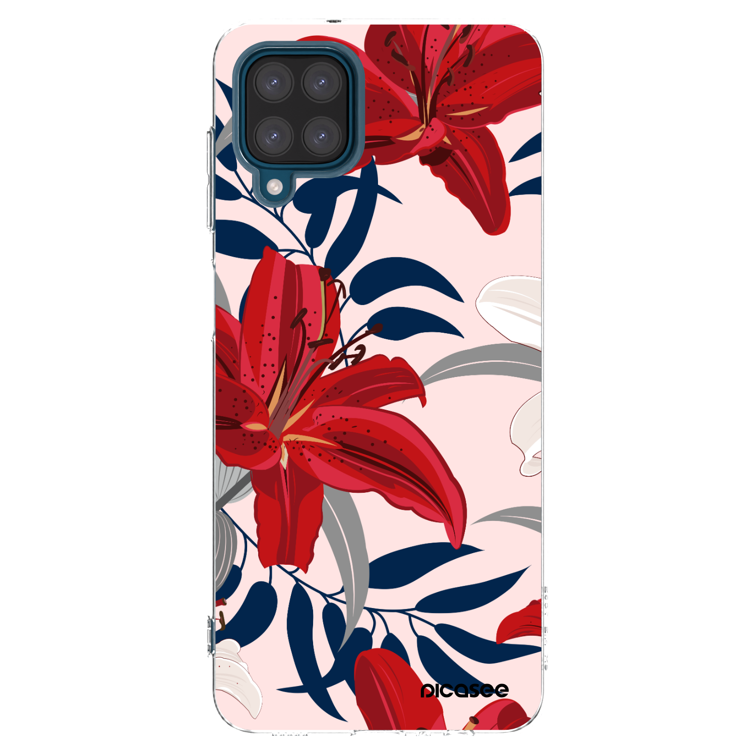 Picasee silikonowe przeźroczyste etui na Samsung Galaxy A12 A125F - Red Lily