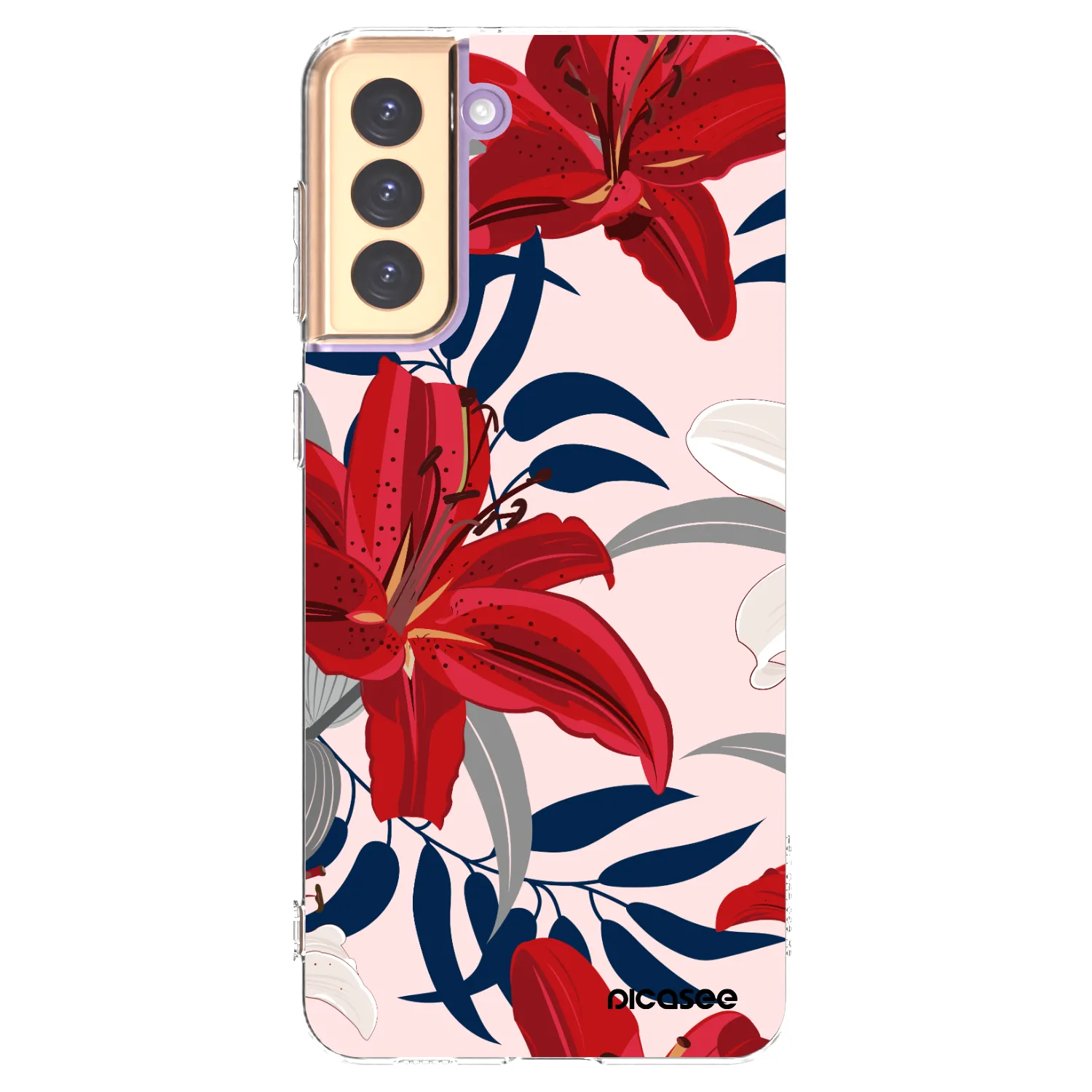 Picasee silikonowe przeźroczyste etui na Samsung Galaxy S21+ 5G G996F - Red Lily