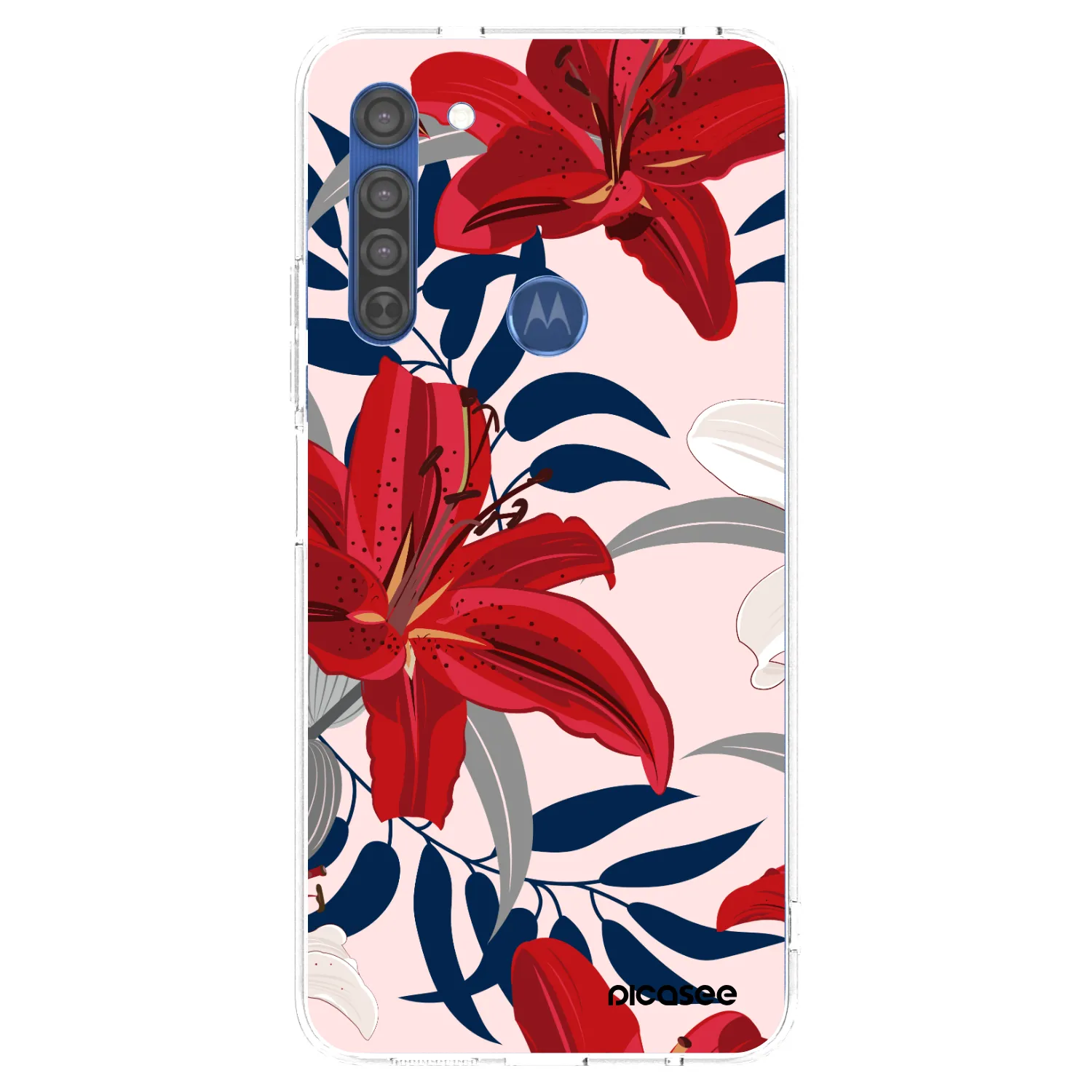 Picasee silikonowe przeźroczyste etui na Motorola Moto G8 - Red Lily